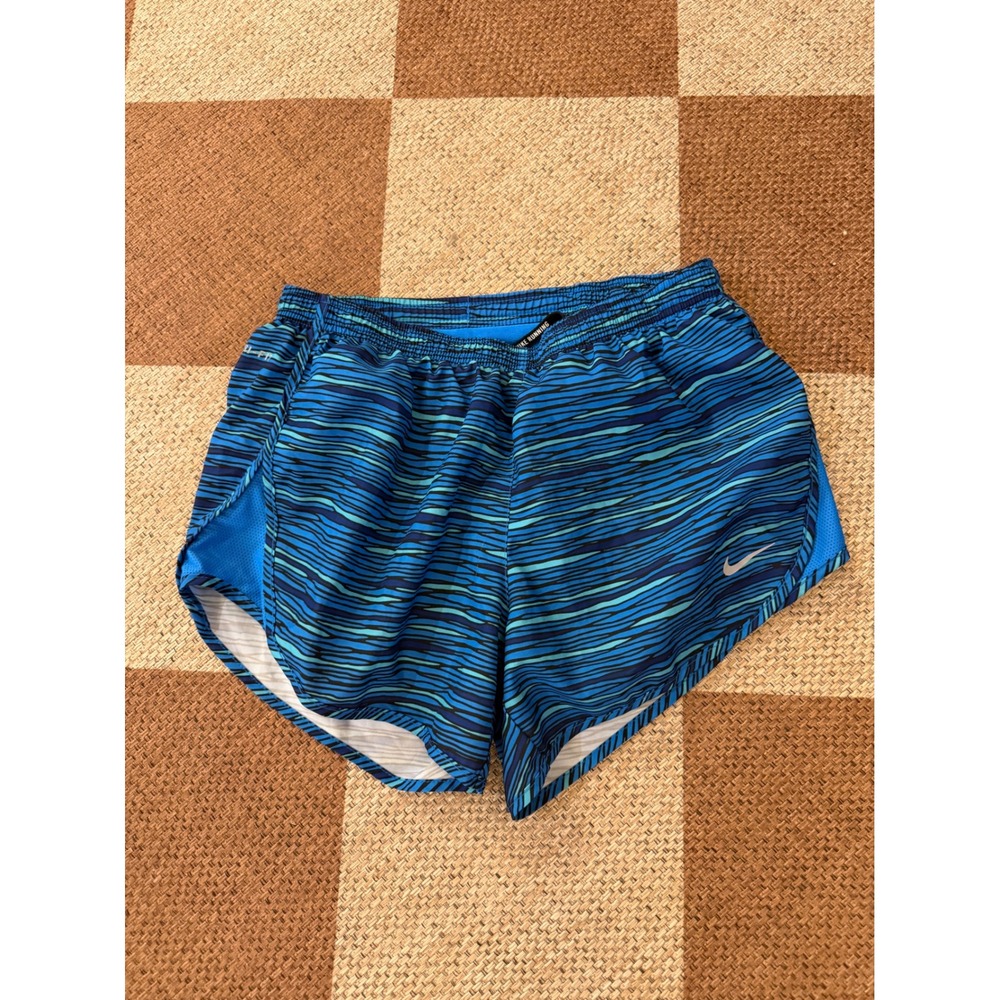 Nike Dri-FIT Running Shorts Womens XS Blue Teal Striped Athletic Gym Shorts